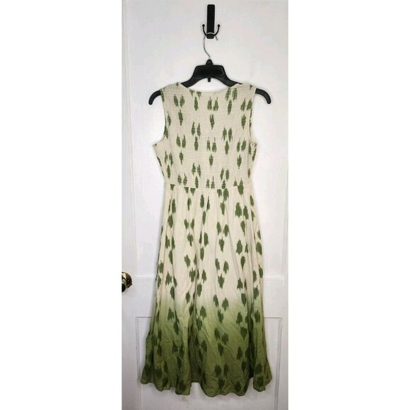 NWT J. Jill Pure Jill Elements Dip-Dyed Green Ikat Dress Sz XS Petite - Picture 2 of 7